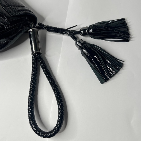 Elliott Lucca Patent Leather Blackened Metal Hardware Wristlet Clutch Bag - New - Picture 6 of 9